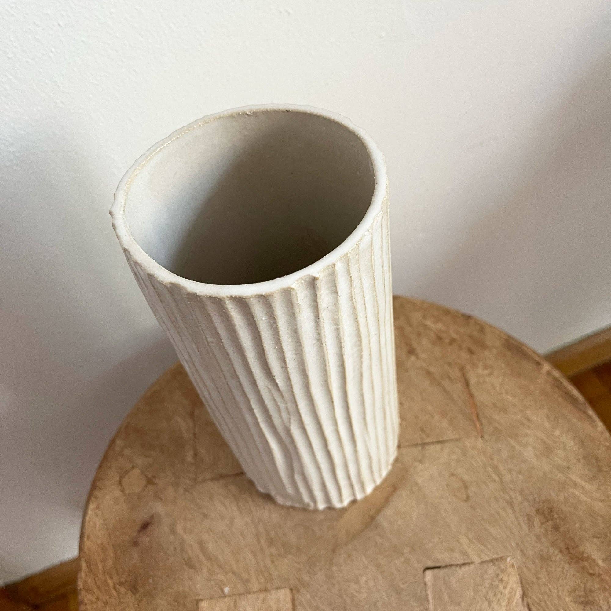 Tall Ribbed Vase: Large