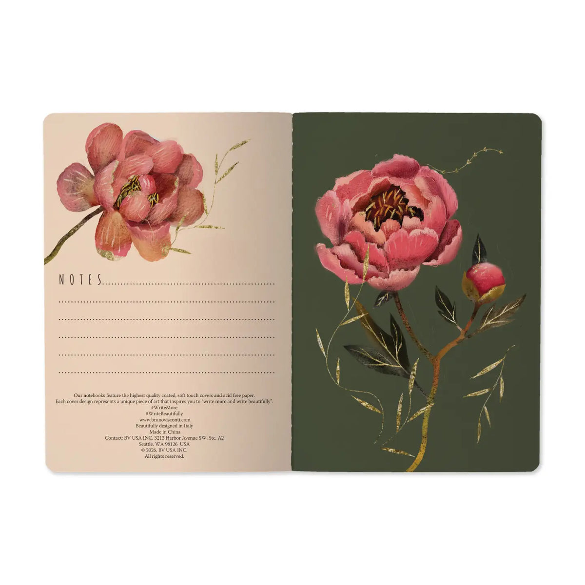 Pink Blossoms on White Notebook