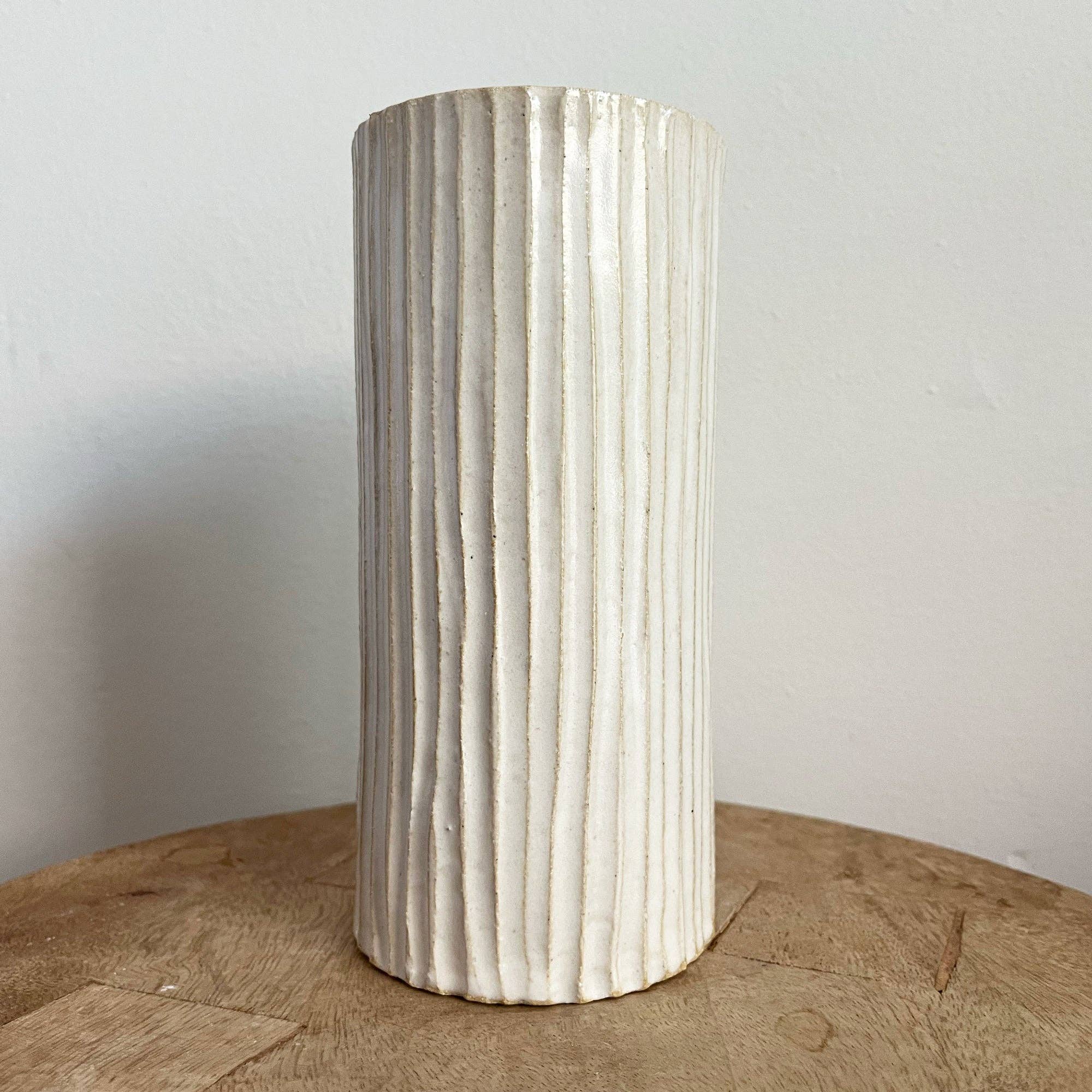 Tall Ribbed Vase: Large