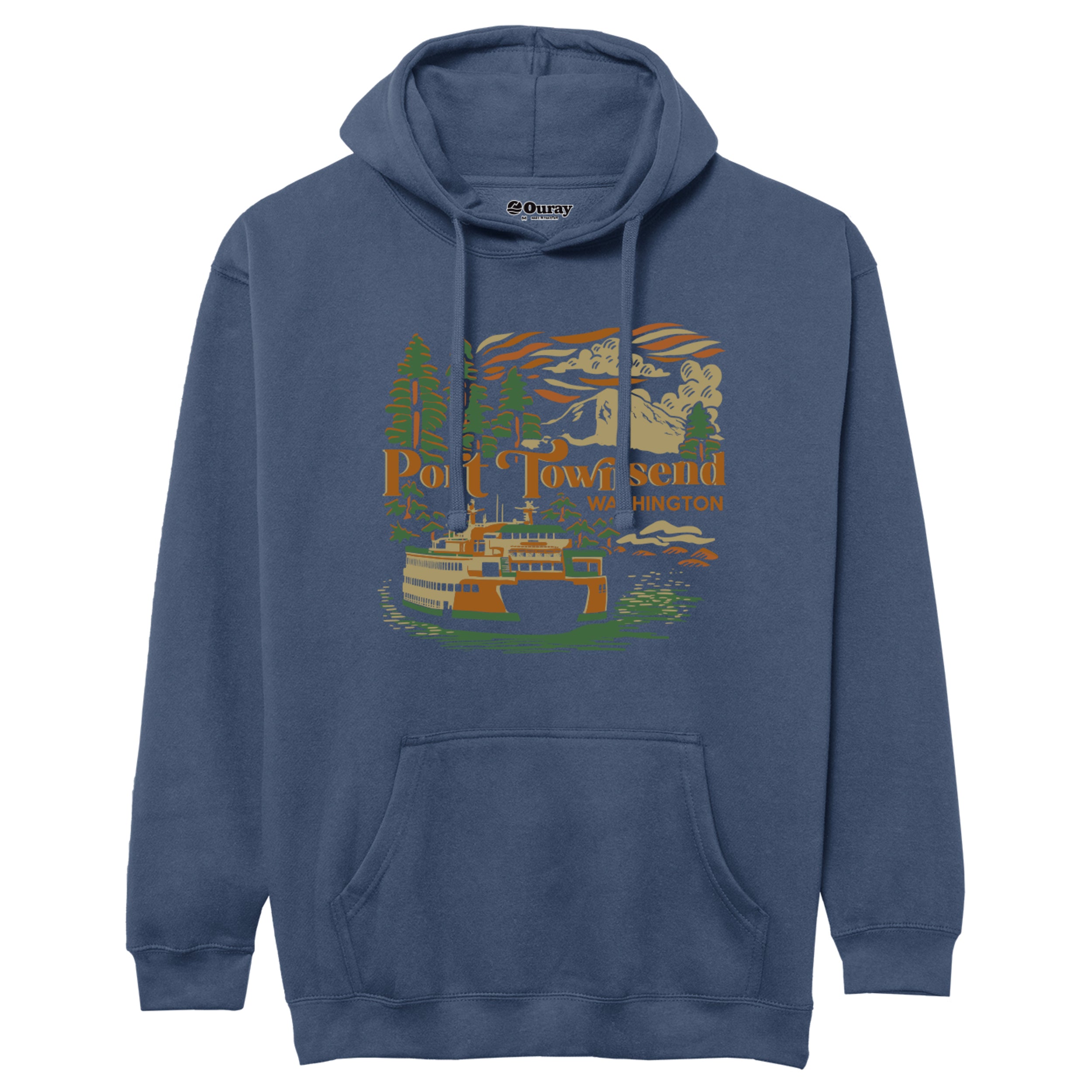 Port Townsend Vintage Ferry Ride Unisex Hoodie | Indigo