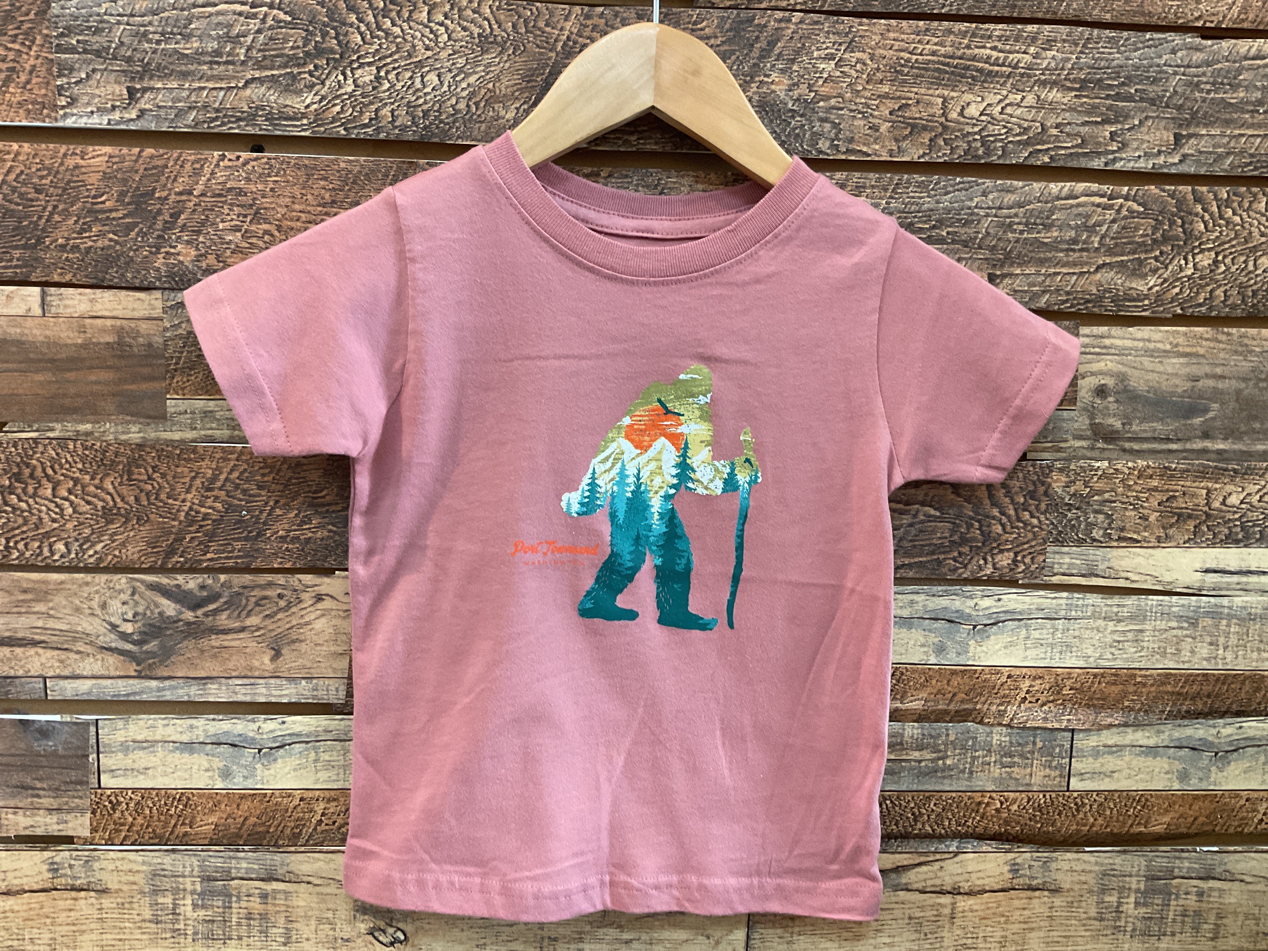 Port Townsend Squatch Hike Youth Pink Shirt