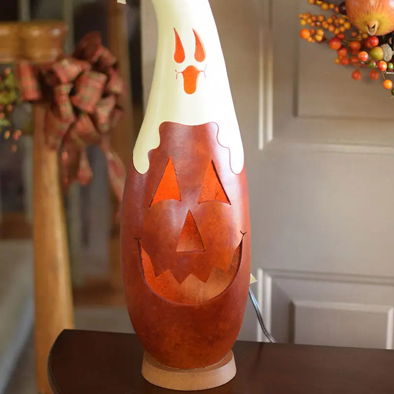 Hand-Crafted Gourd - Casper Jack Medium Tall Lit - Decor