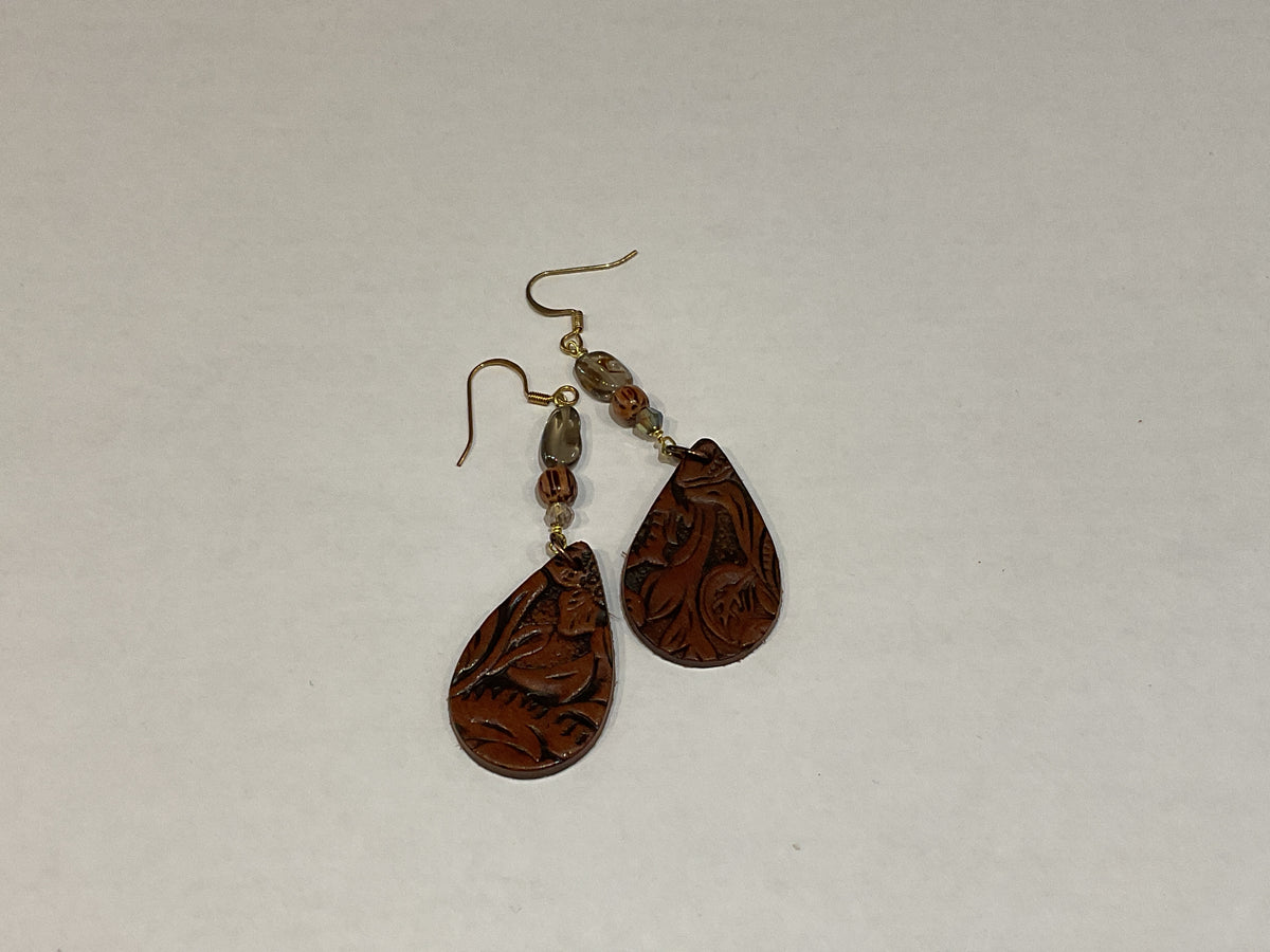 Leather and Smoky Quartz Earrings