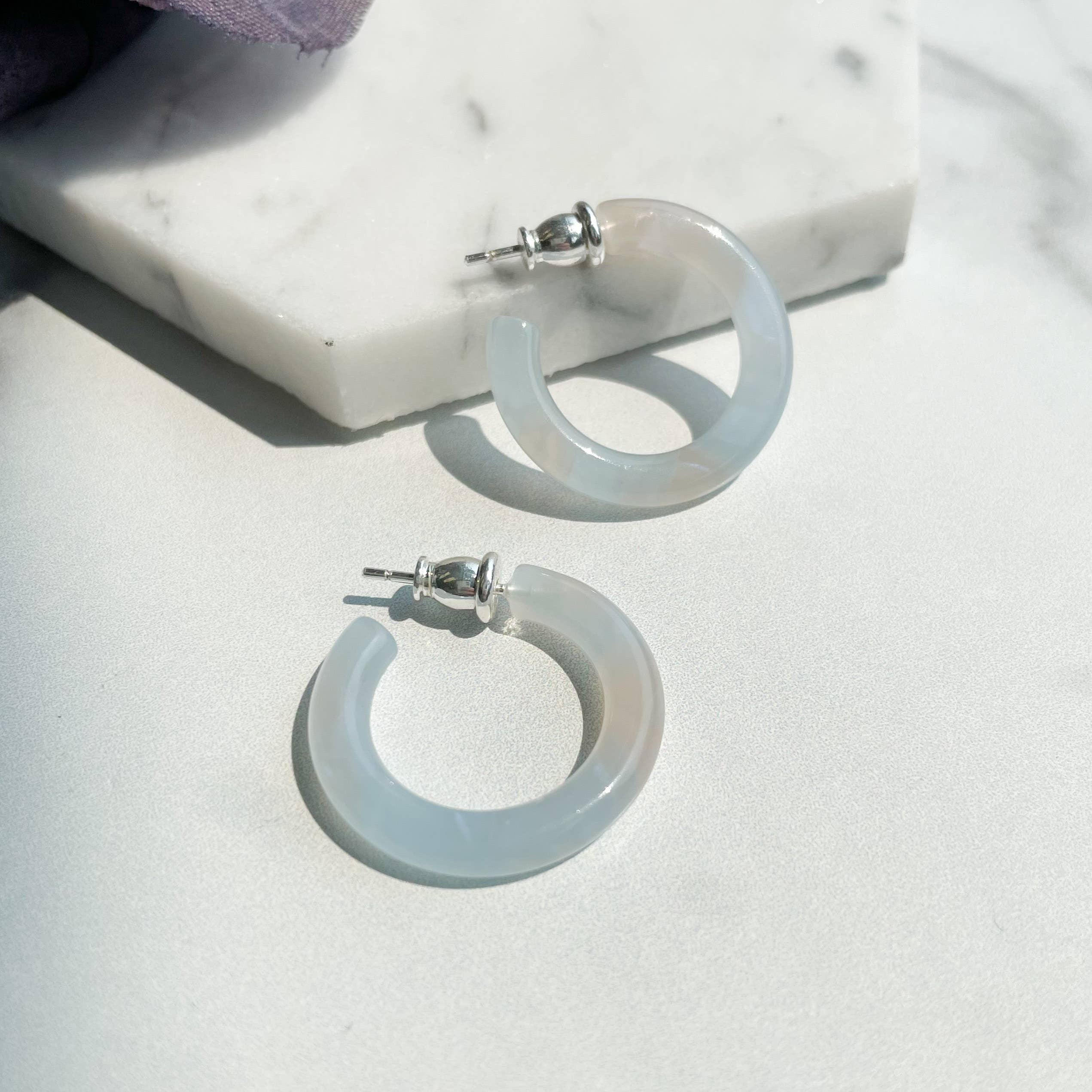 Ultra Mini Hoop Collection | Small Acetate Hoops: Cerulean