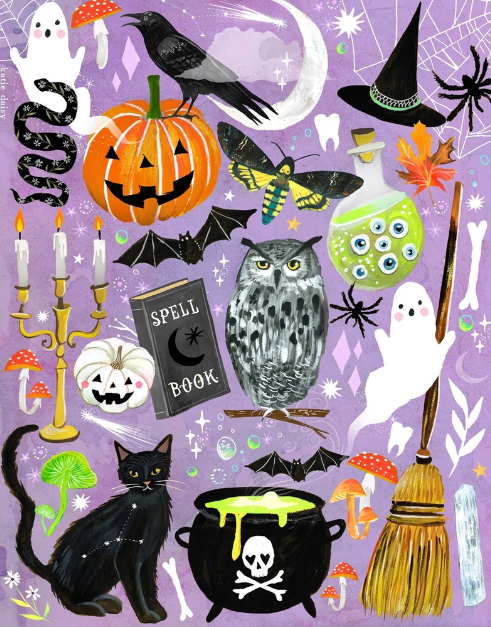 Halloween Art Print |FallWallArt| Watercolor Art|8x10 11x14: 11 x 14