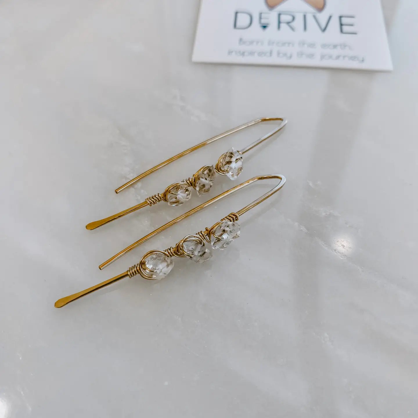 Atlantic Herkimer Diamond Threader Earrings
