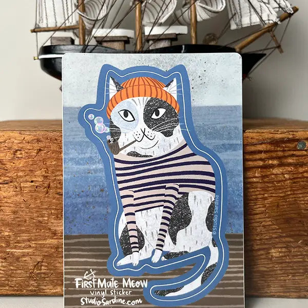 First Mate Meow Cat Sailor Sticker