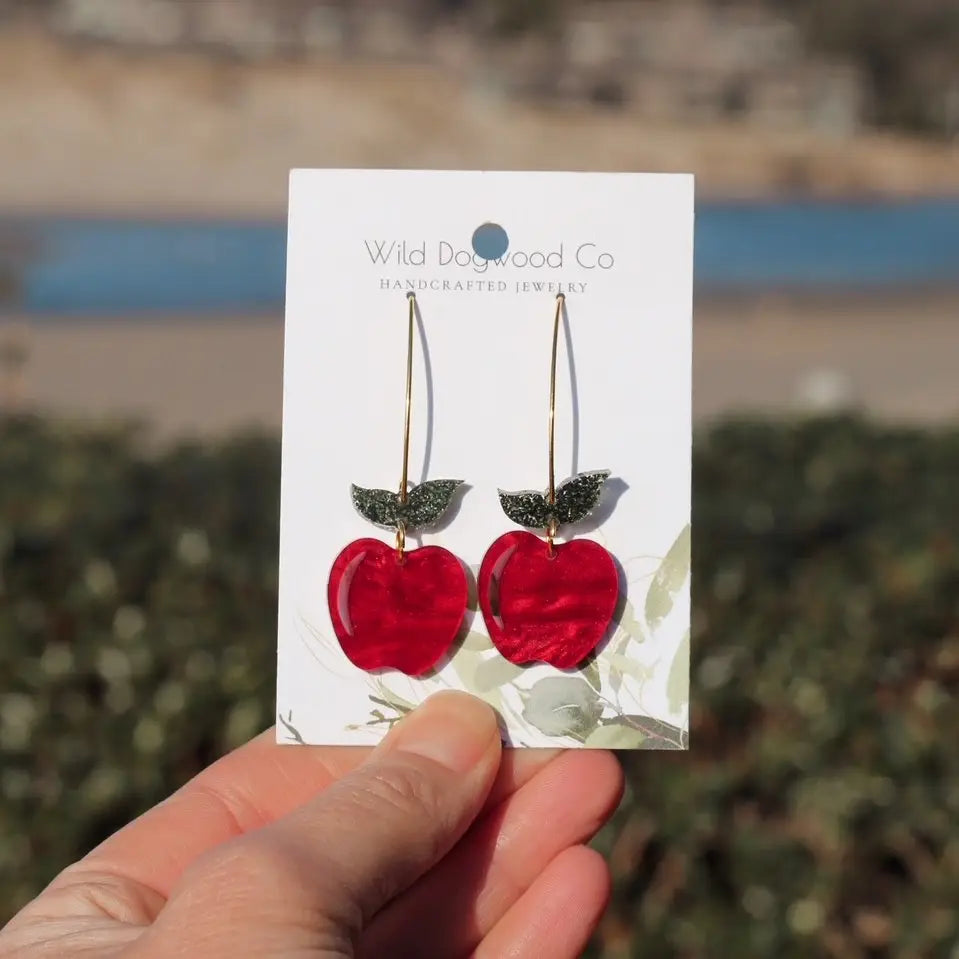 Apple Brass Dangle Earrings