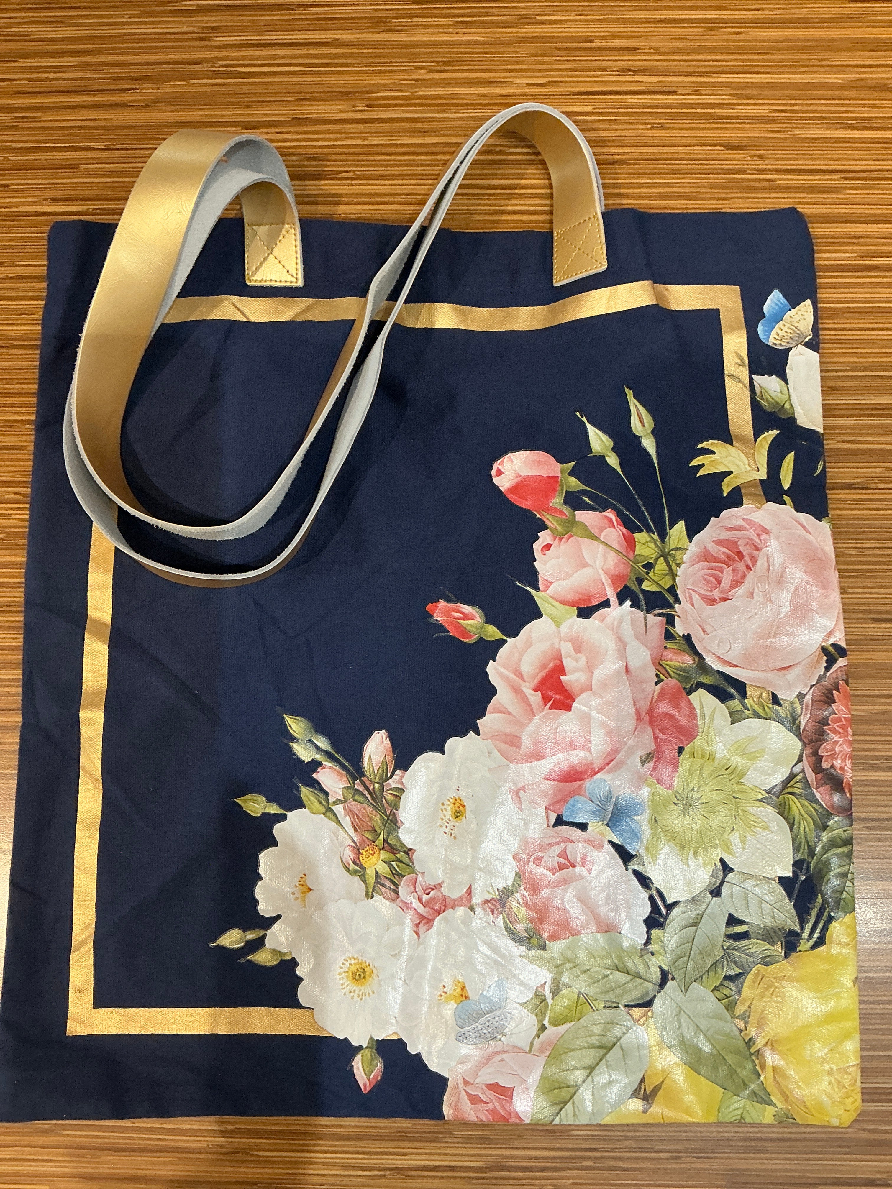 Blue Floral Tote Bag