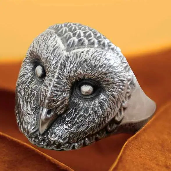 Barn Owl Sterling Silver Ring