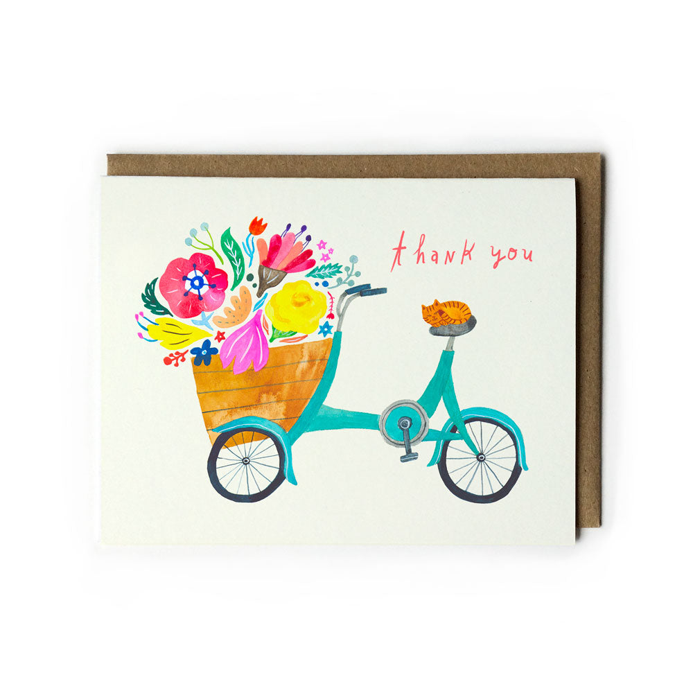 Bicycle & Flowers Thank You Card (Boxed Set of 6)