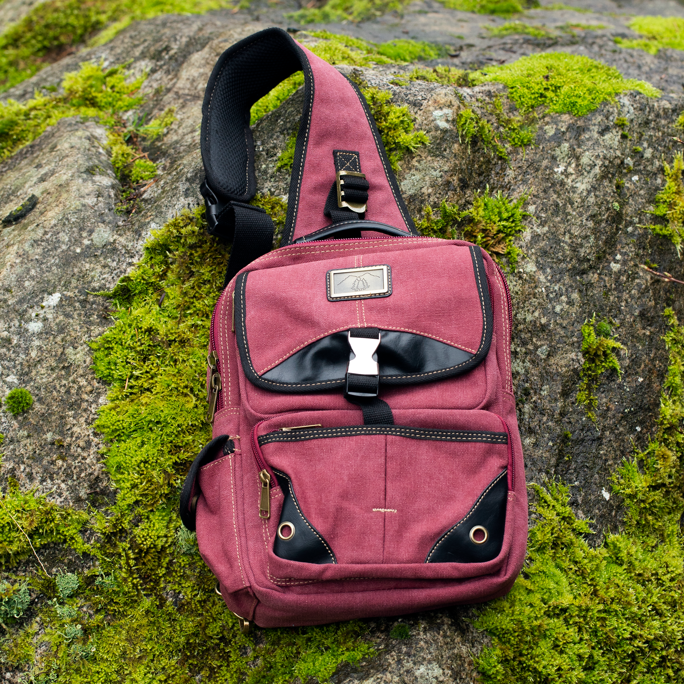 Canvas Hiking Sling Bag Brick Red