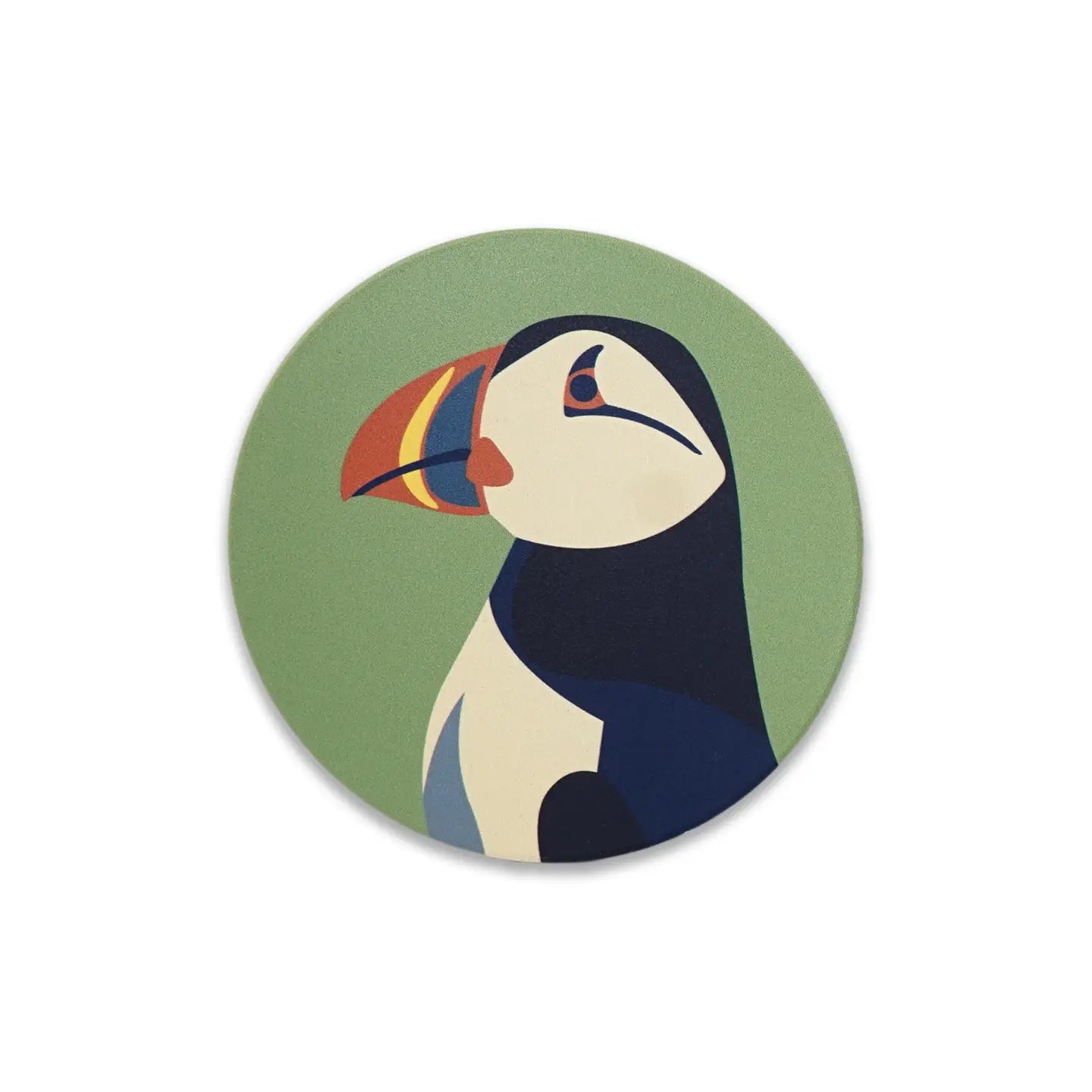 Ceramic Coaster Puffin Green