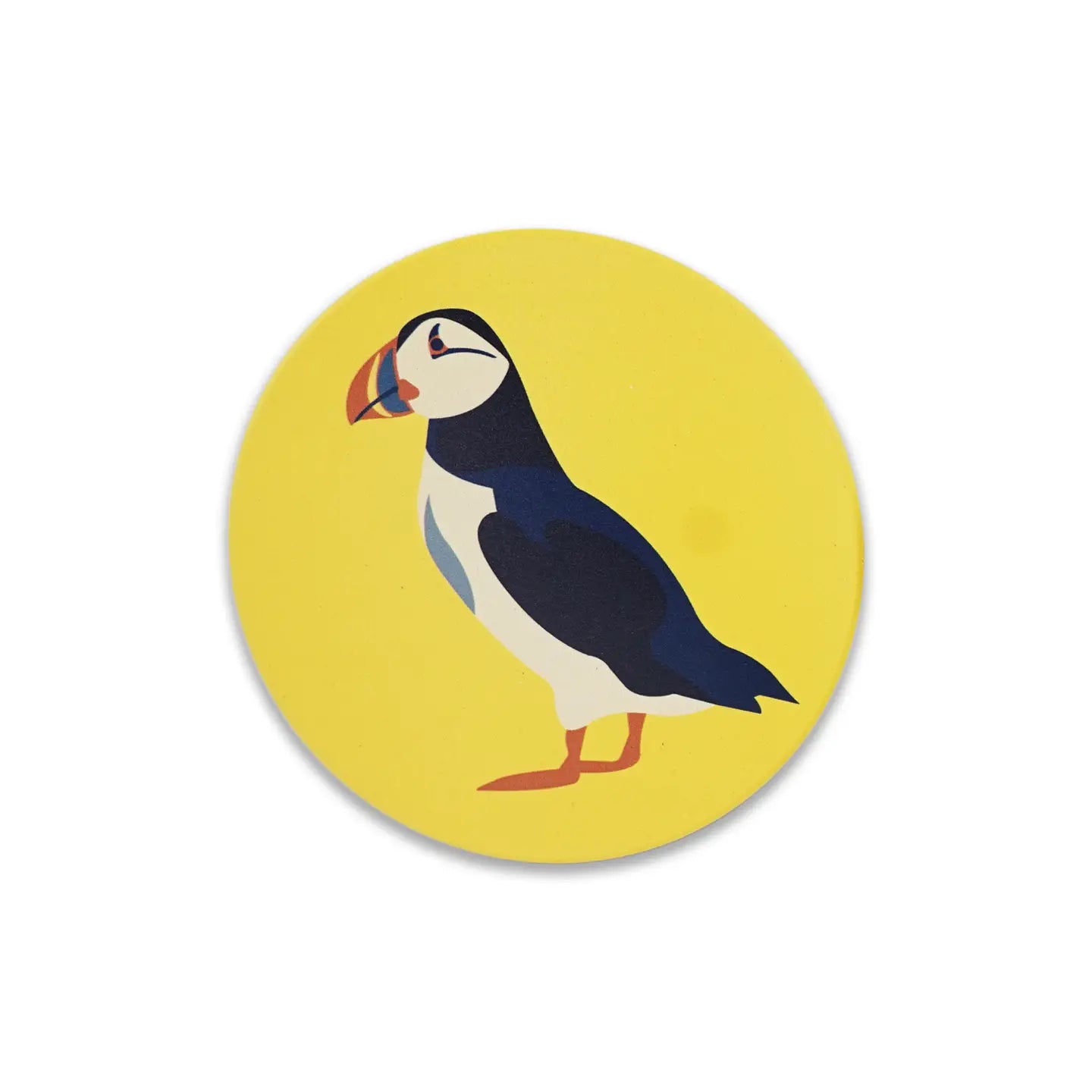 Ceramic Coaster Puffin Yellow