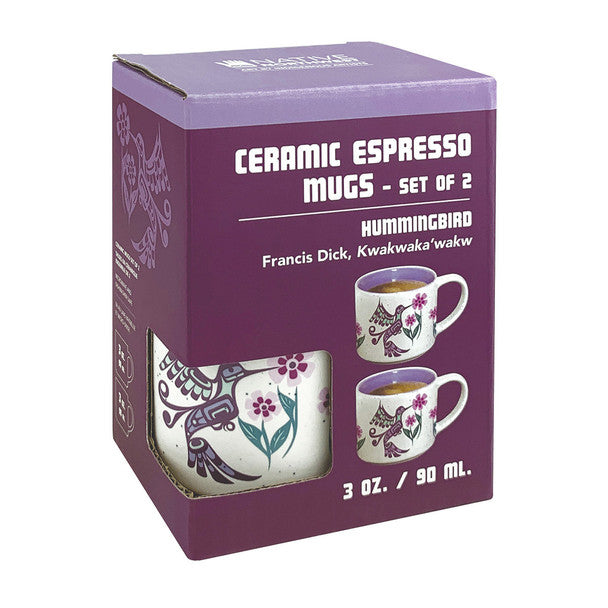 Ceramic Espresso Mugs (Set of 2) - Hummingbird