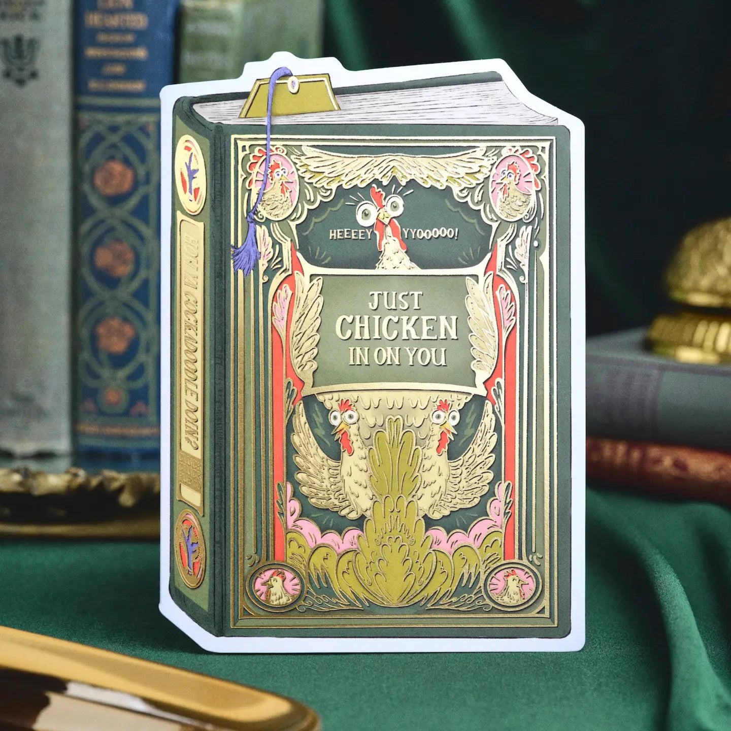 Chicken in On You Book Cover Diecut Card