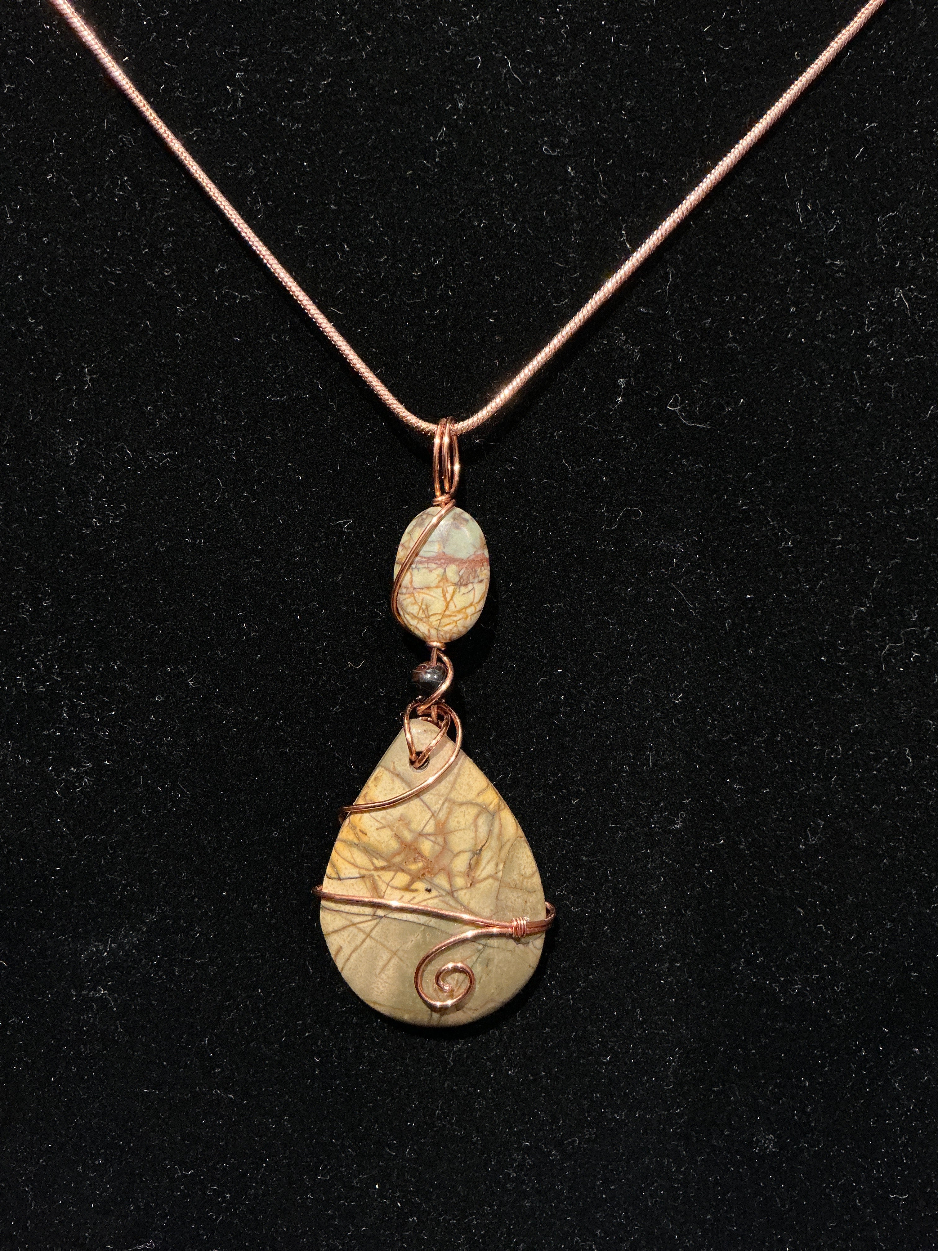 Cherry Creek Jasper Copper Wire Wrapped Pendant