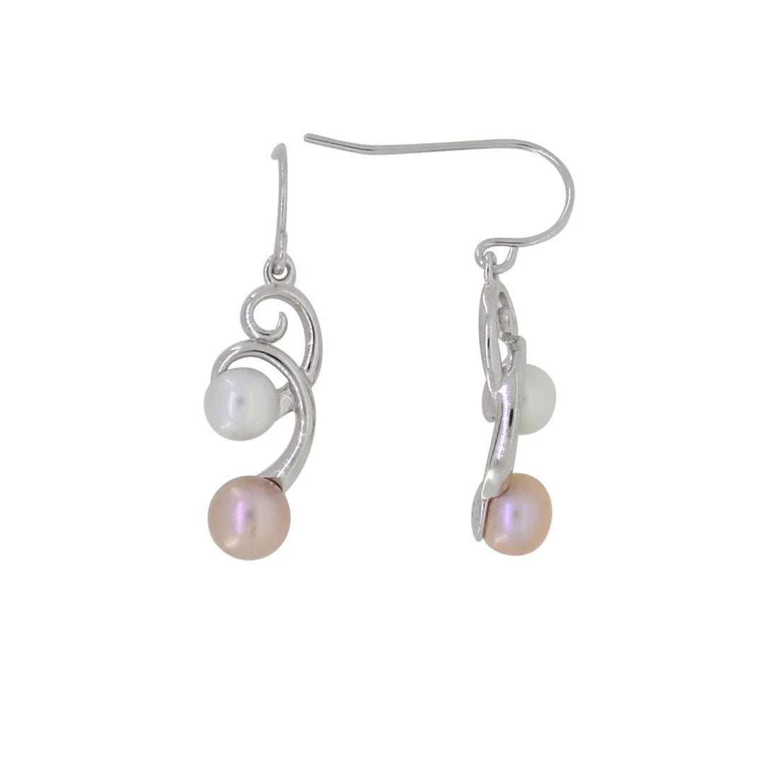 Double Drop Freshwater Pearl Earring White / Pearl / Peach