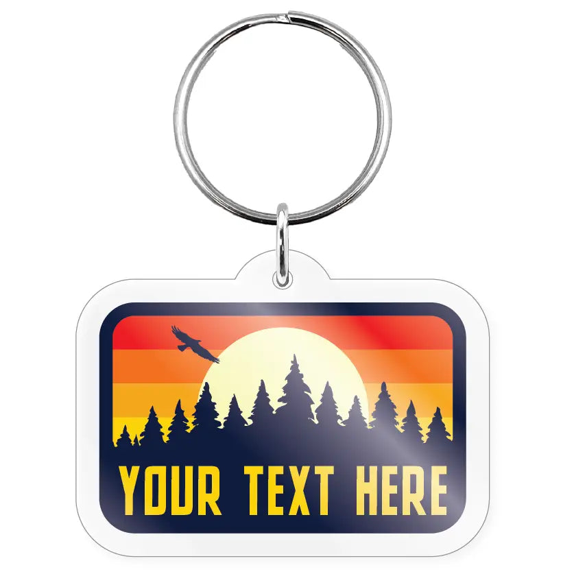 Eagle Forest Stripe Badge Keychain