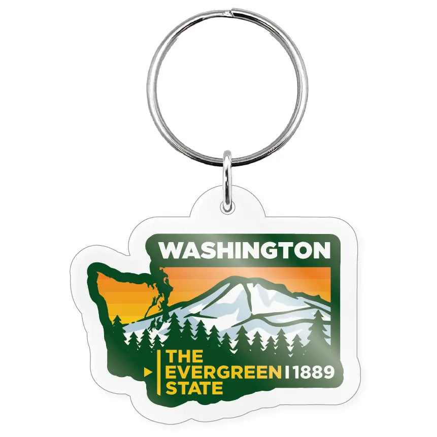 Evergreen State Washington State Shape Keychain
