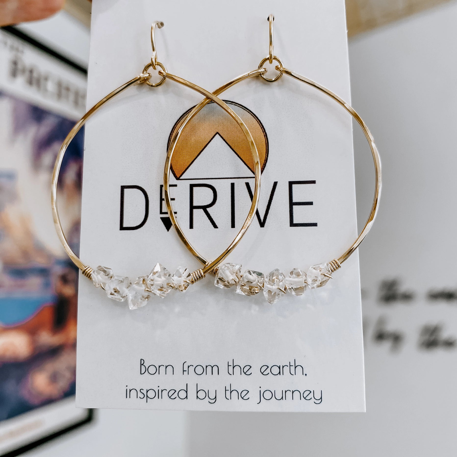 Everly Herkimer Diamond and Pearl Hoop Earrings (Gold)