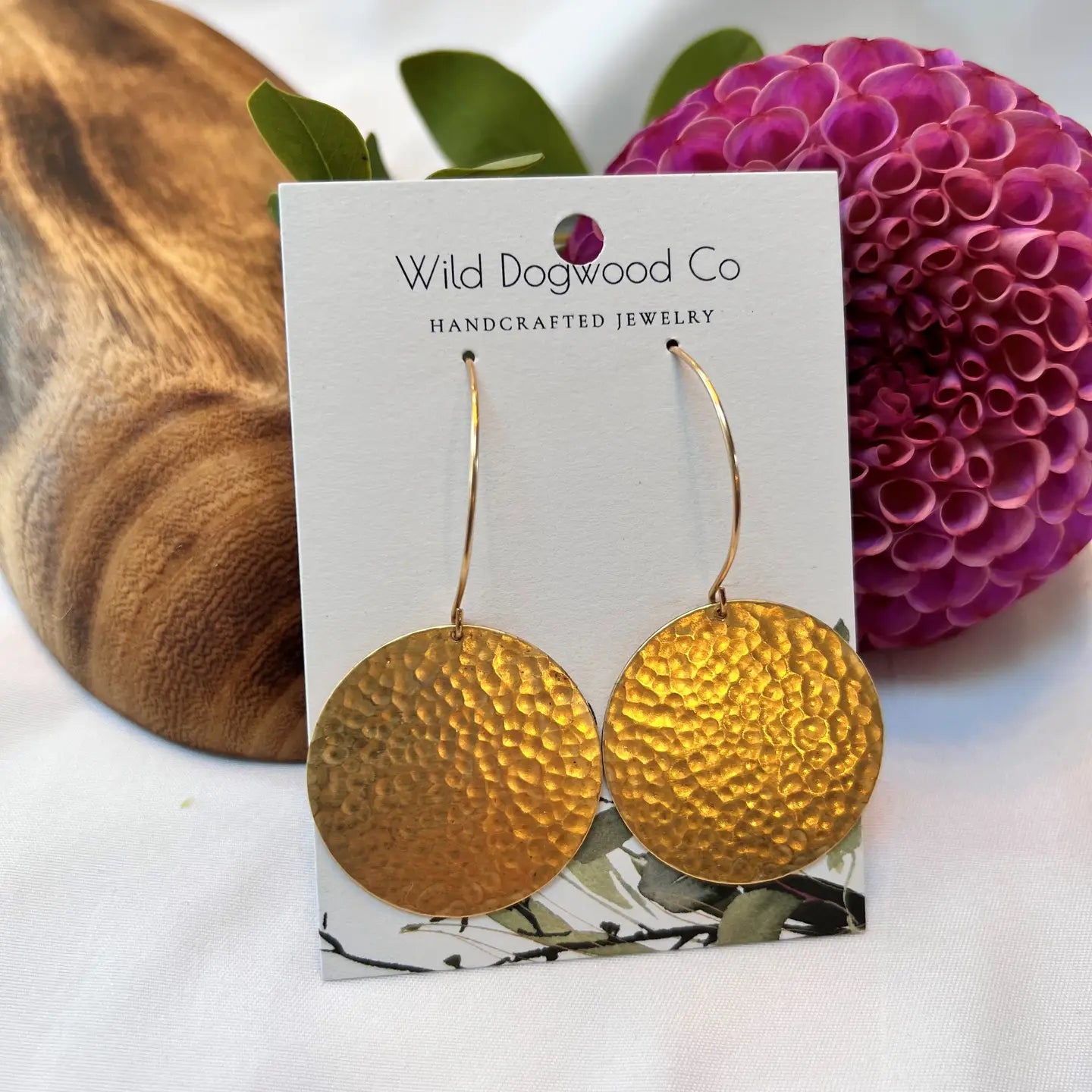 Extra Large Hammered Brass Disc Earrings