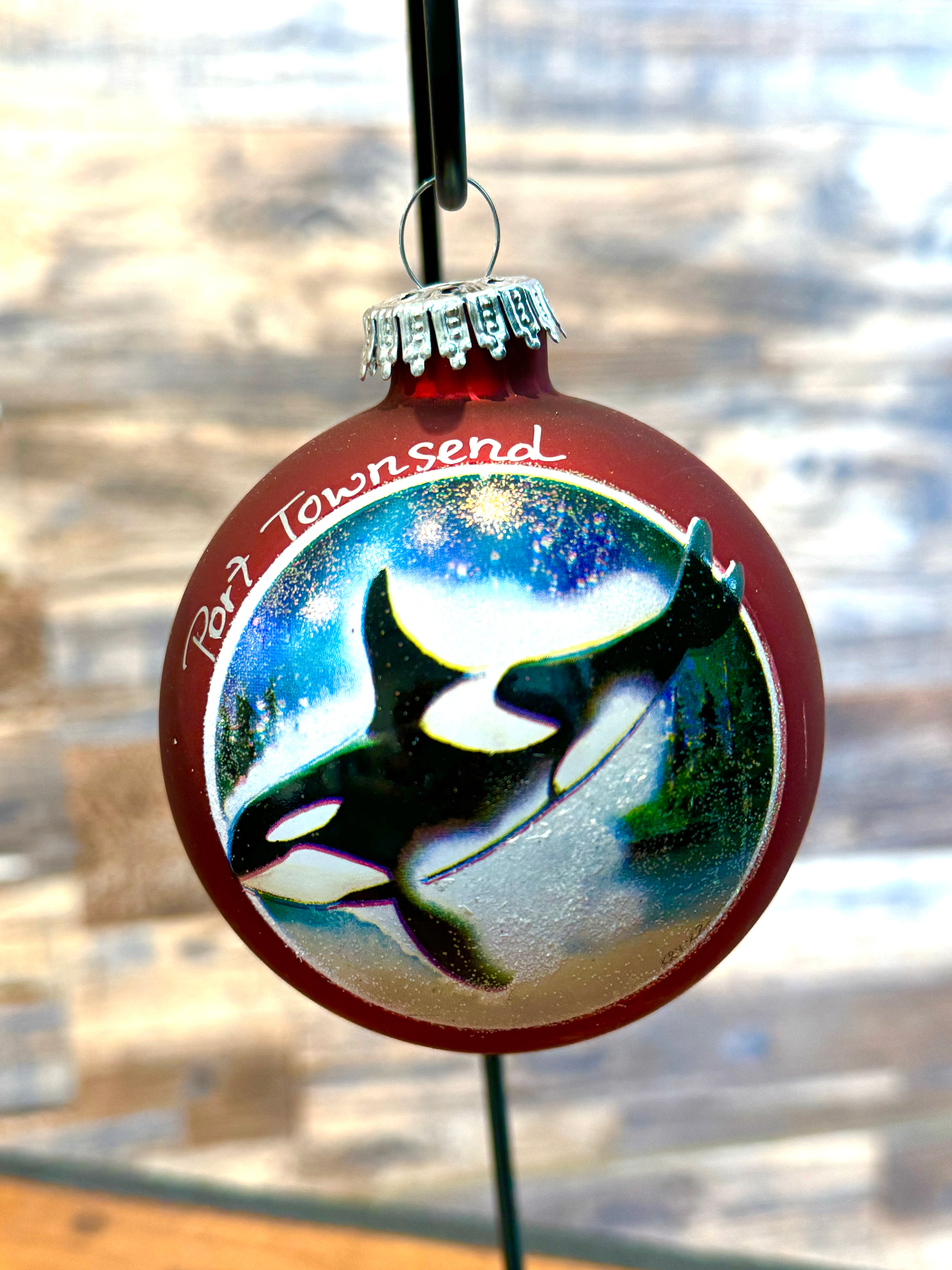 Port Townsend Orca Ornament-Red