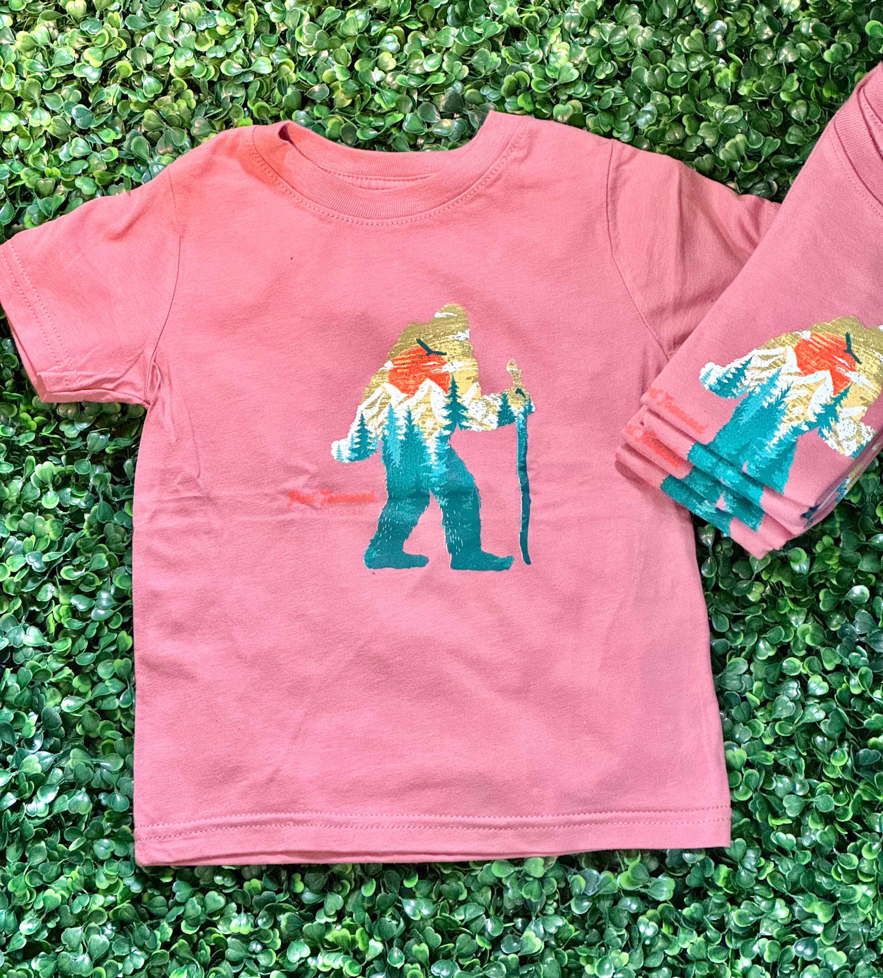 Port Townsend Squatch Hike Youth Pink Shirt