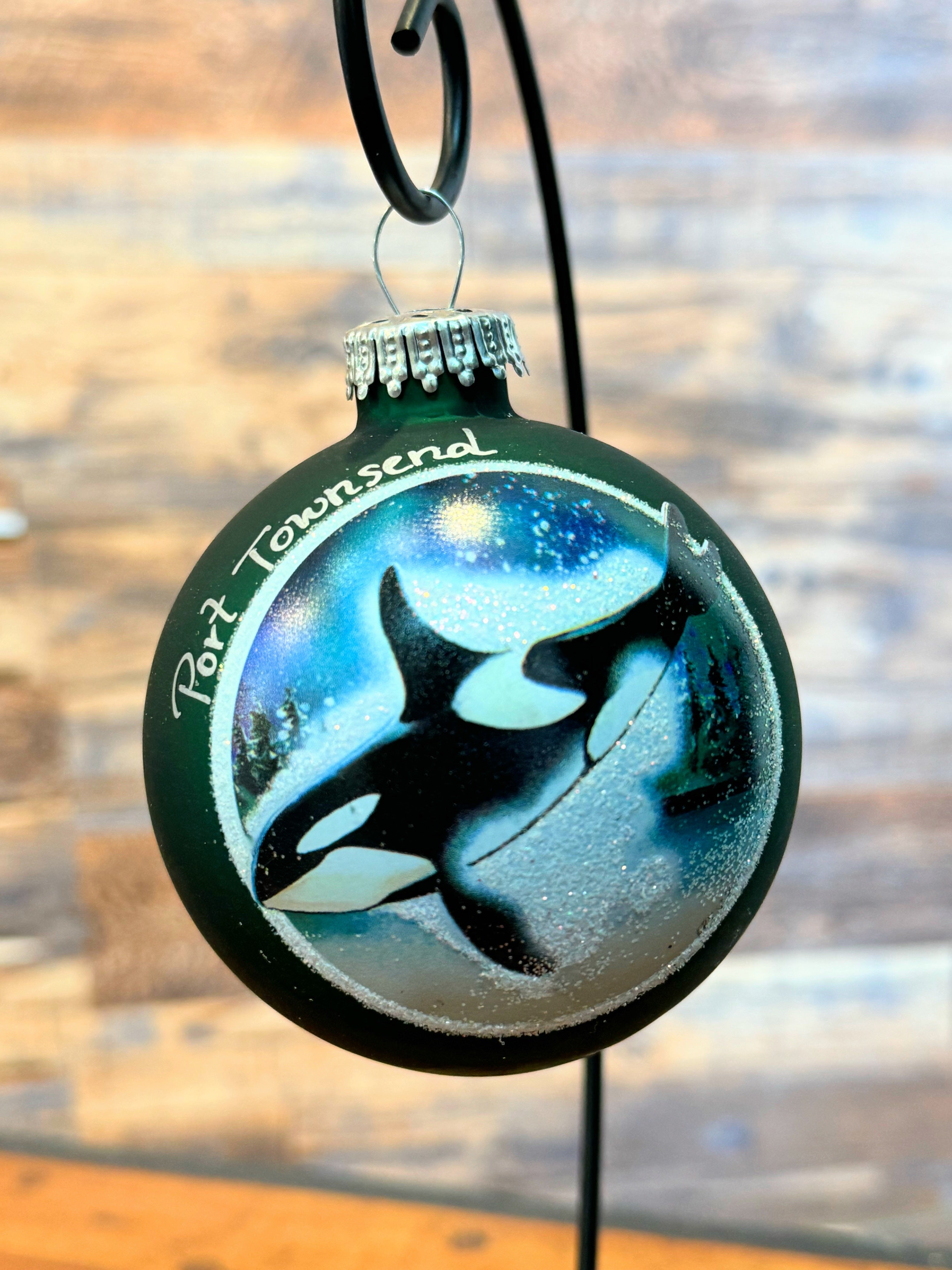 Port Townsend Orca Ornament-Hunter Green