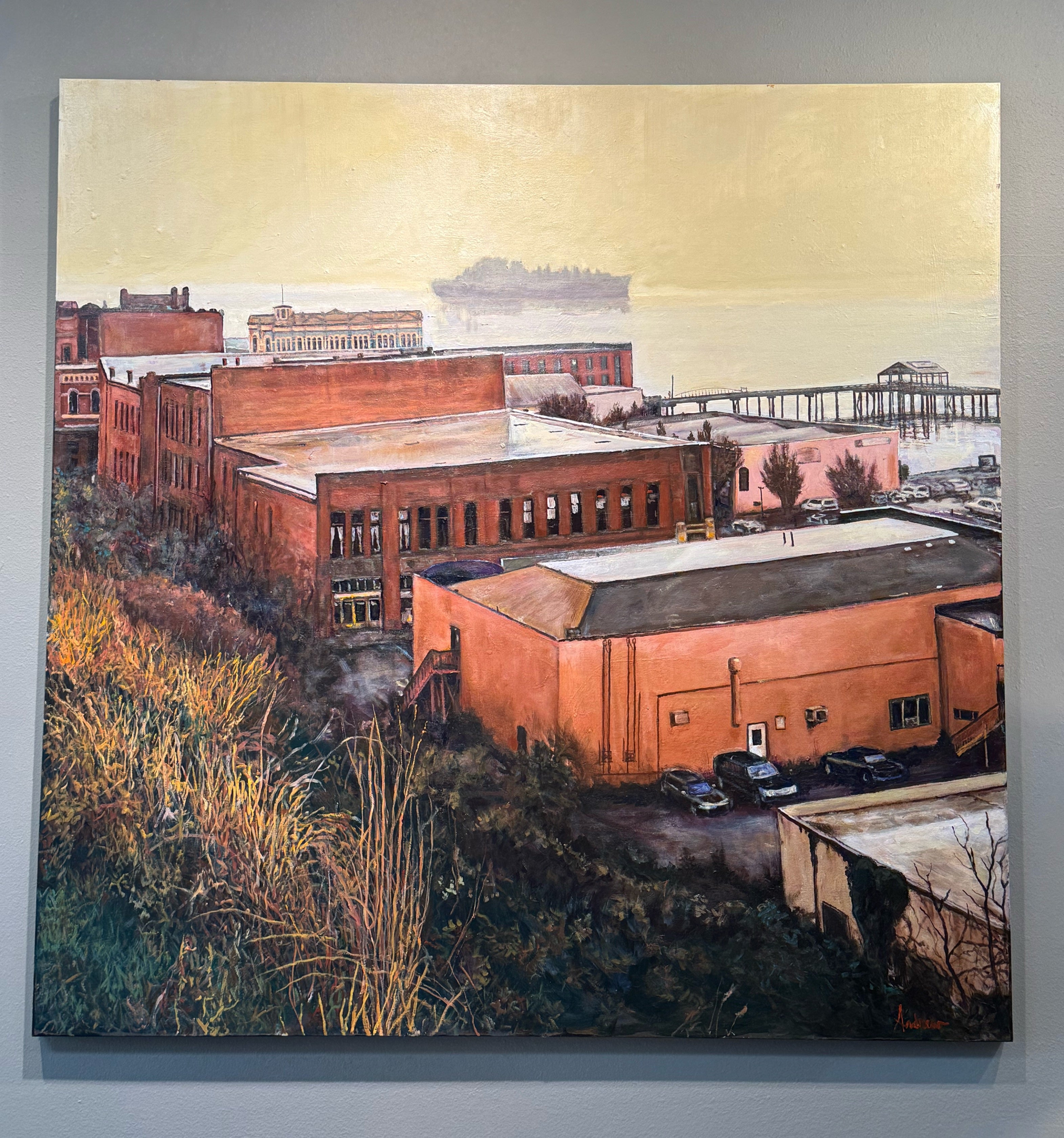 “Misty Morning Meeting” Original Acrylic by Andrew Sheldon