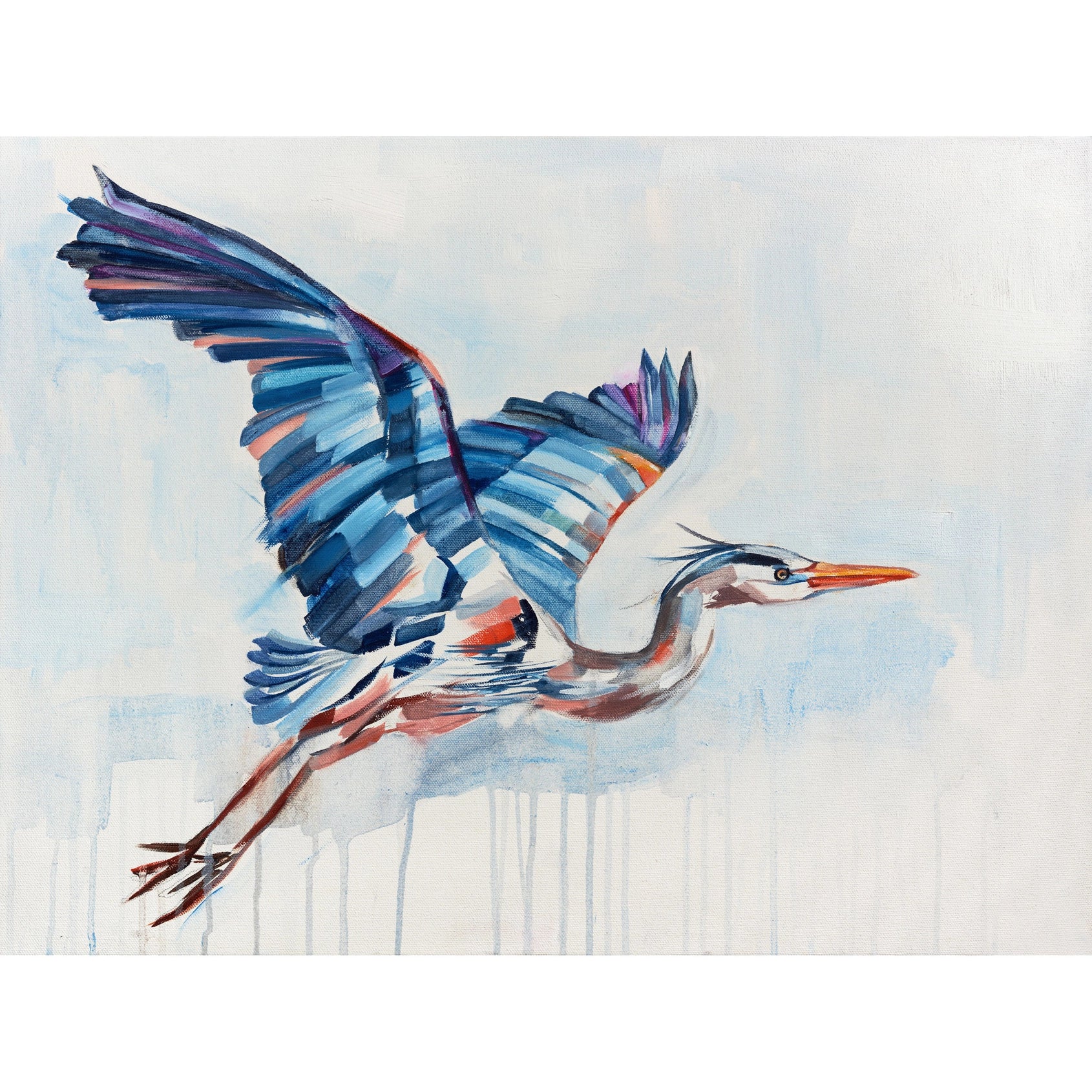 Great Heron Oil Painting Print. 13 x 17''
