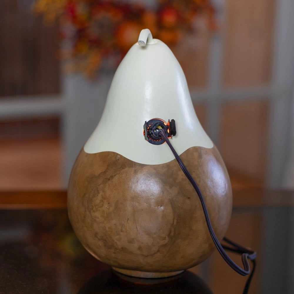 Hand-Crafted Gourd - Ghost Cottage Lit - Halloween Decor