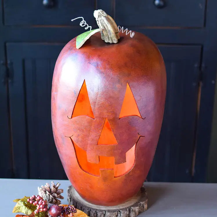 Hand-Crafted Pumpkin Gourd - Lucas Extra Large Tall Lit