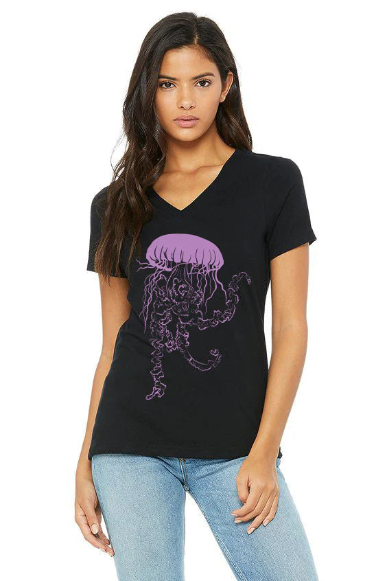 Jellyfish V-Neck Short Sleeve Shirt