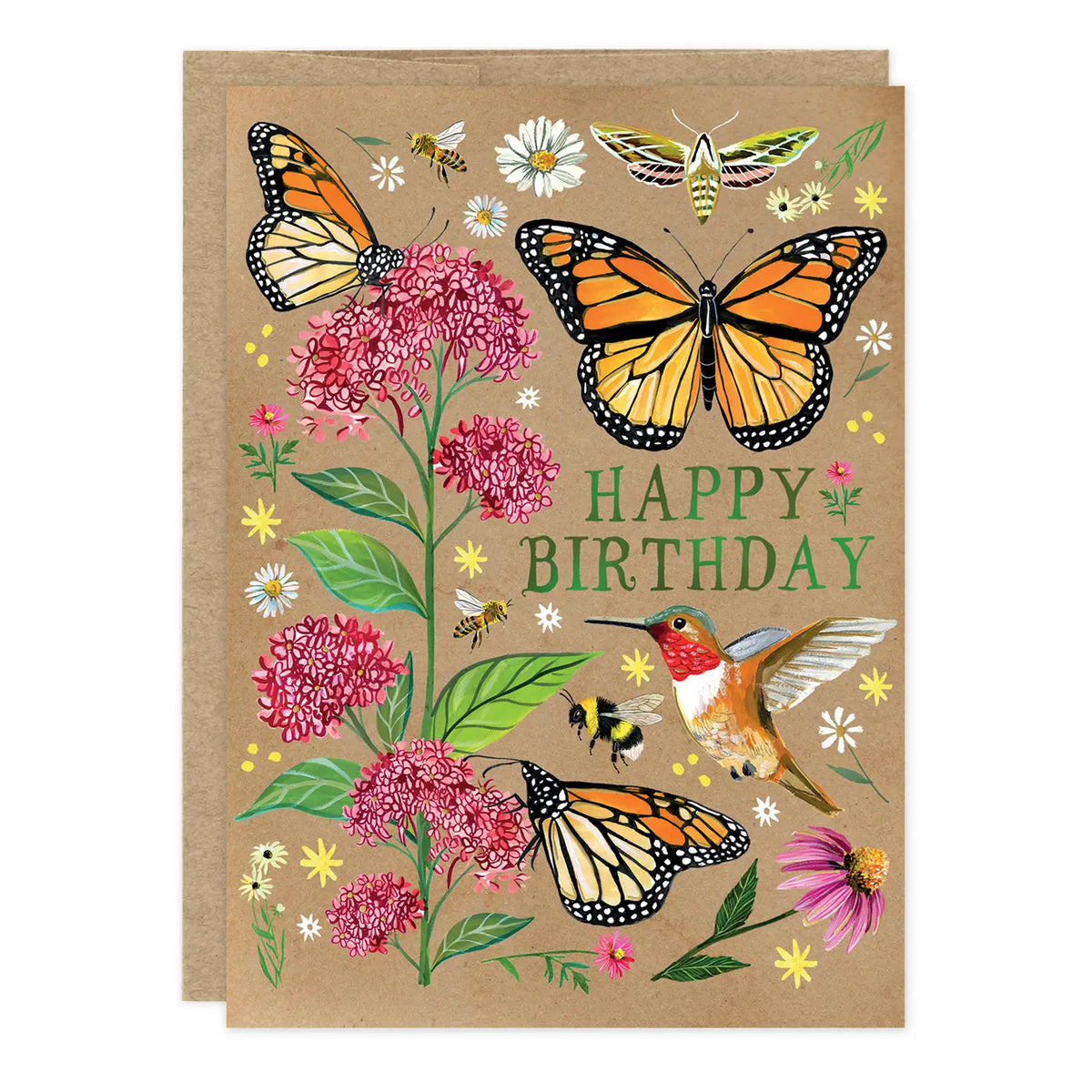 Monarch Butterfly Kraft Birthday Card