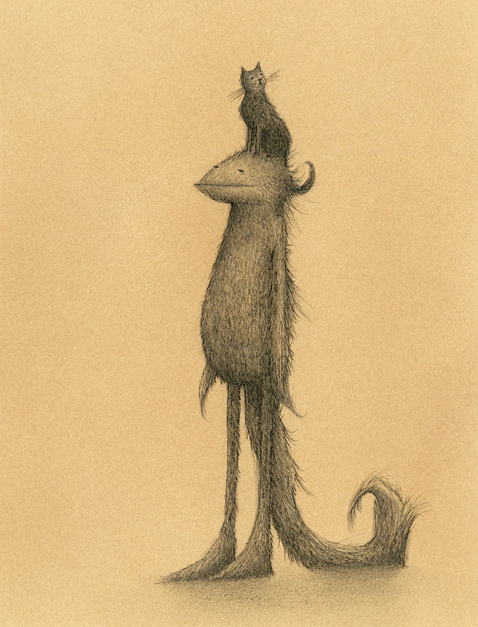 Monster With Cat On Head Greeting Card