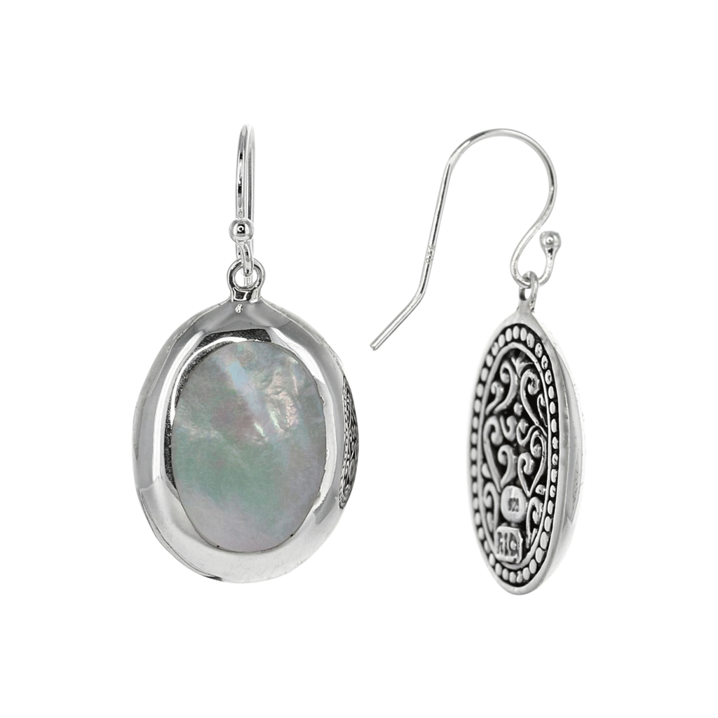 Mother of Pearl Oval Earrings in Sterling Silver abalone