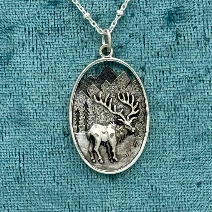 Mountain Buck Pendant Necklace