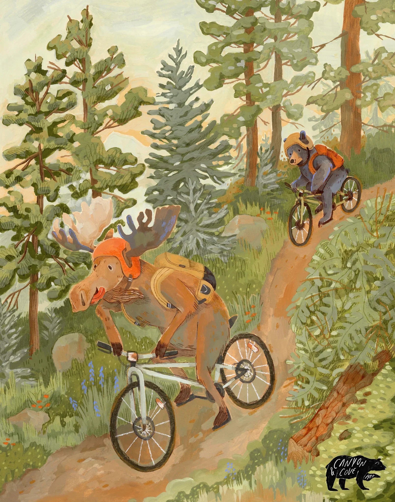 Mt Biking Moose Art Print
