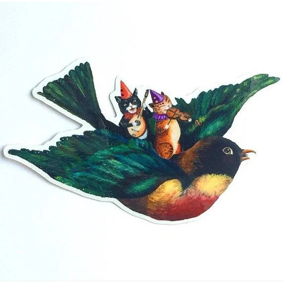 Musical Kitties on Robin's Back Sticker