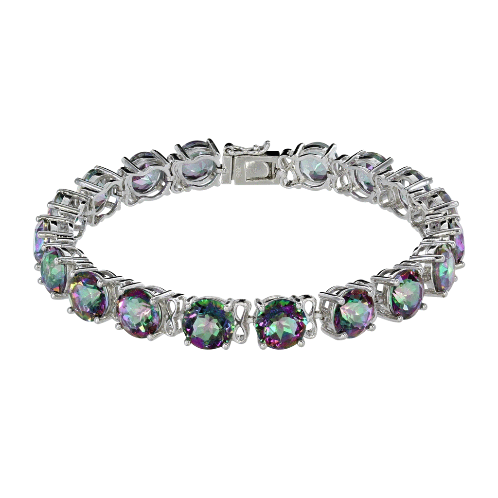 Mystic Quartz Silver Bracelet Purple / Green / Pink