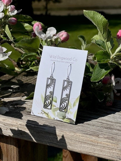 Ocean Breeze Silver Earrings. Wave Earrings, Sun Earrings.