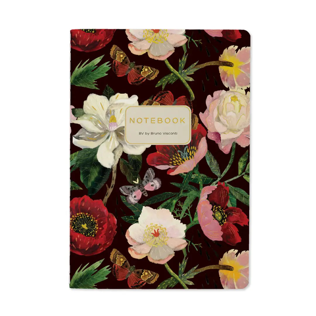 Peonies On Black Notebook
