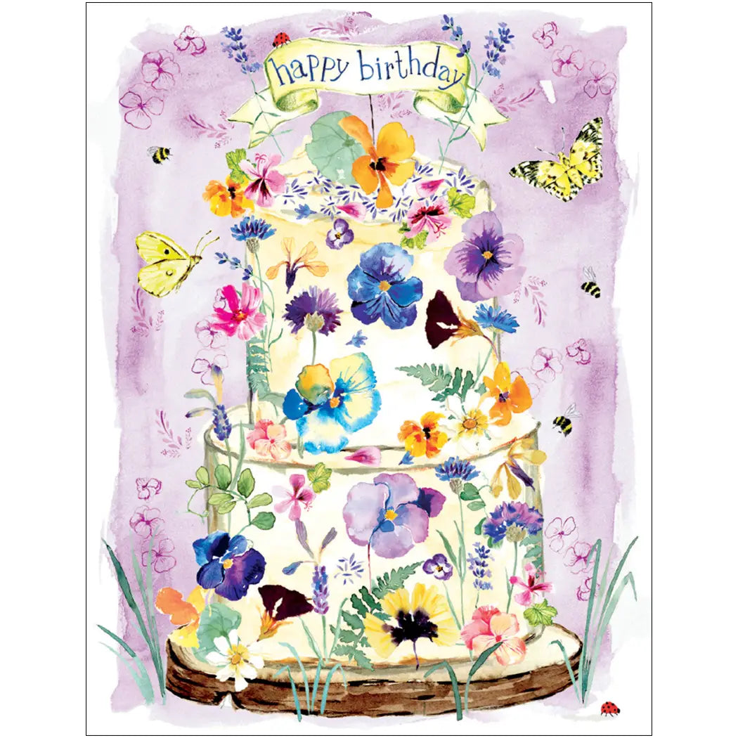 Pansy Flower Cake Happy Birthday