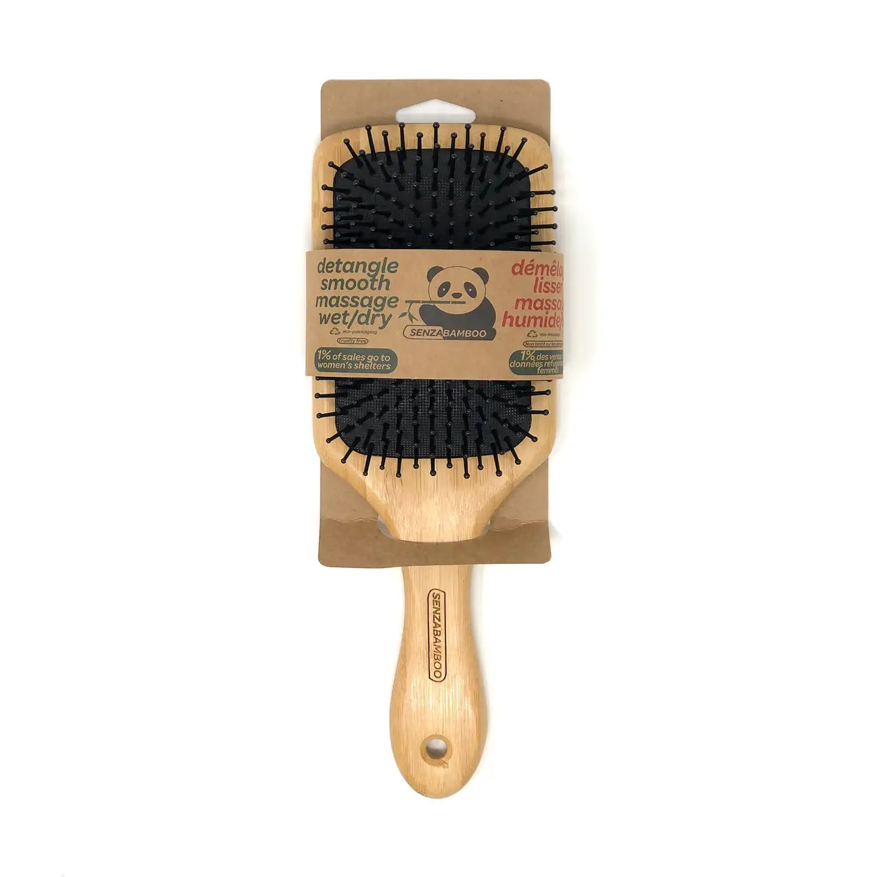 Paddle Bamboo Hairbrush (Round Tip Plastic)