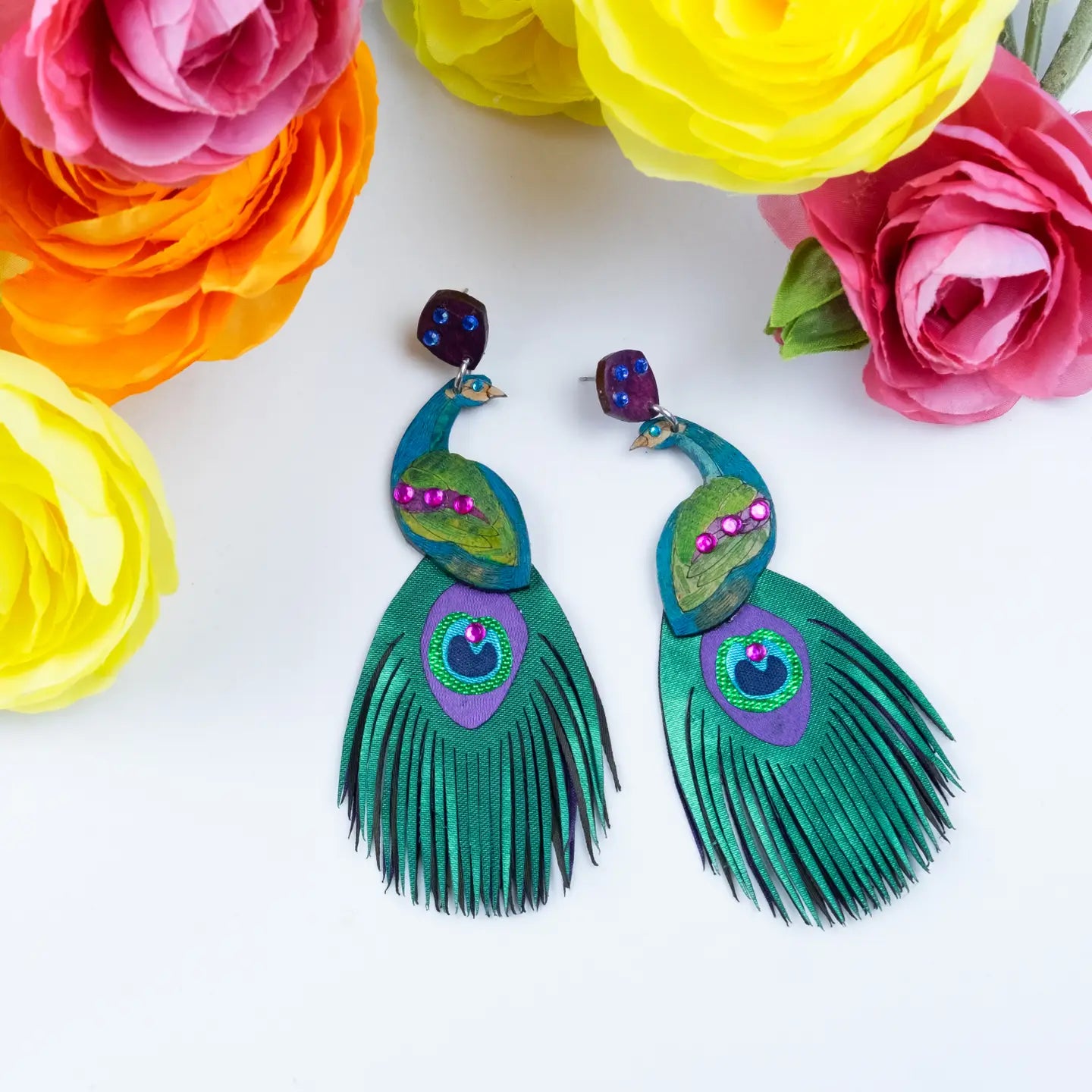 Peacock Earrings - XL