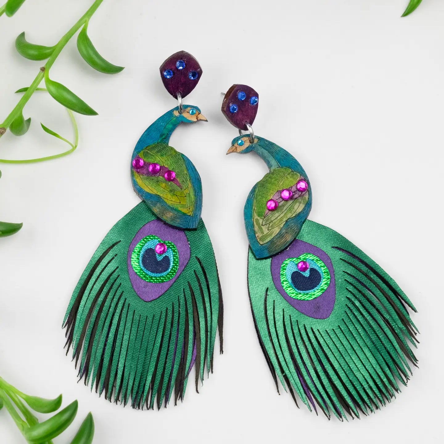 Peacock Earrings - XL