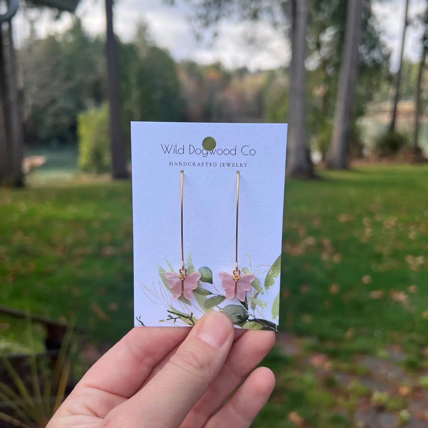 Pink Butterfly Drop Earrings