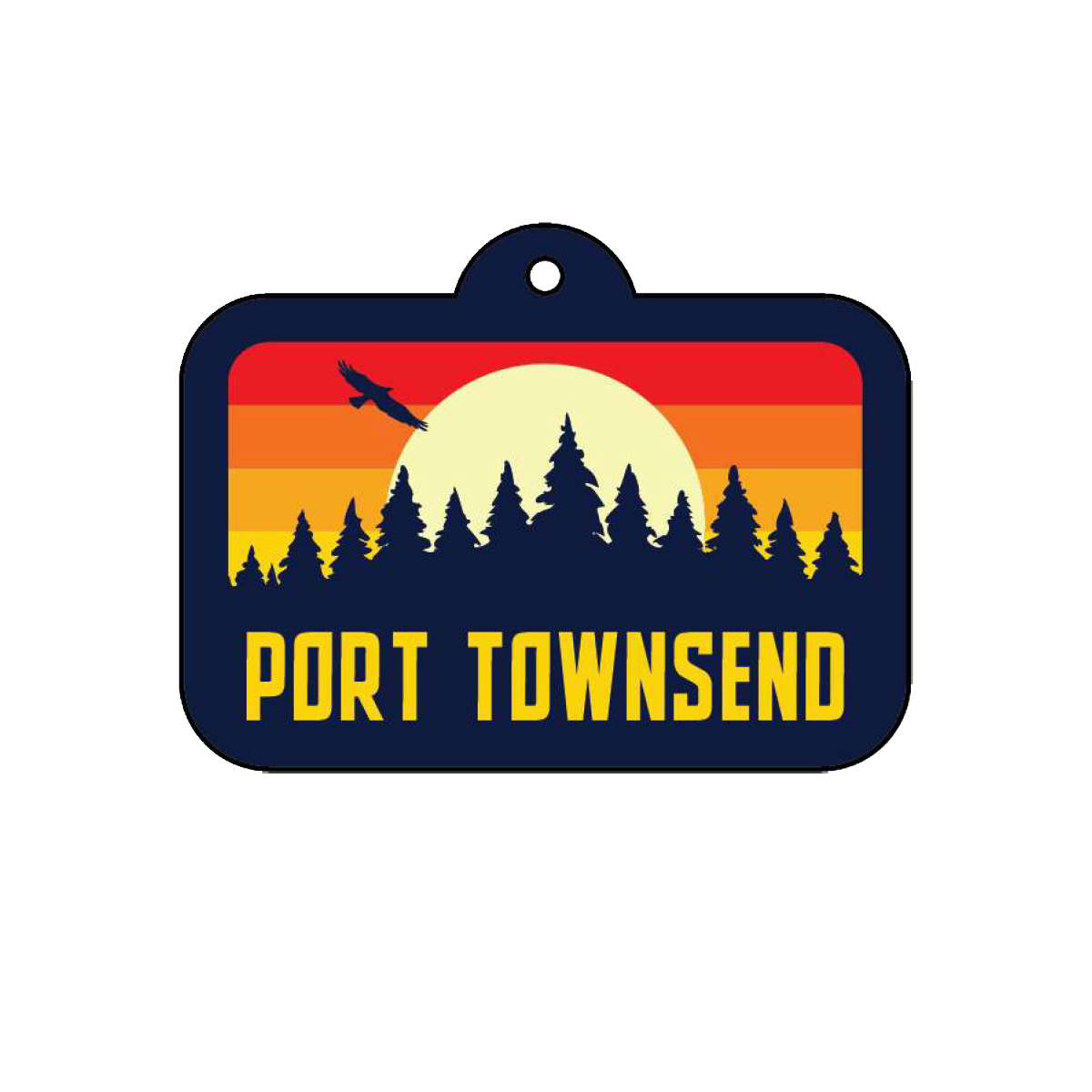 Port Townsend Eagle Forest Stripe Badge Keychain