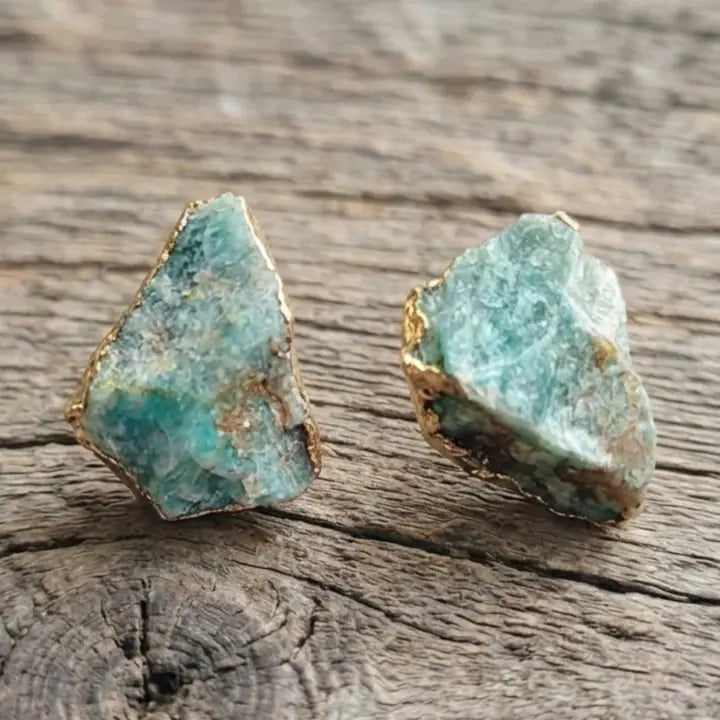 Raw Amazonite & 18k Gold Studs | the Hope Stone